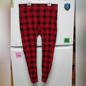 LOFT Red Plaid Leggings